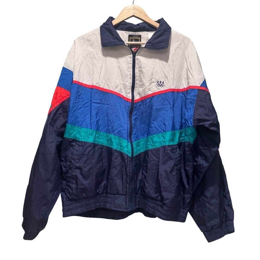 Vintage 90s JC Penney USA Olympics Full Zip Windbreaker‎ Jacket Large